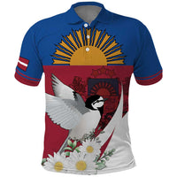 Personalized Latvia Polo Shirt White Wagtail Dievs Sveti Latviju