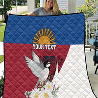 Personalized Latvia Quilt White Wagtail Dievs Sveti Latviju