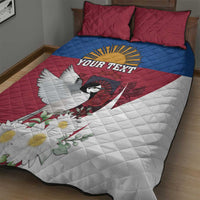 Personalized Latvia Quilt Bed Set White Wagtail Dievs Sveti Latviju