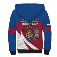 Personalized Latvia Sherpa Hoodie White Wagtail Dievs Sveti Latviju