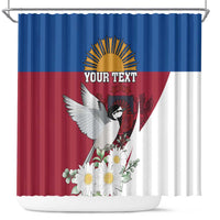 Personalized Latvia Shower Curtain White Wagtail Dievs Sveti Latviju