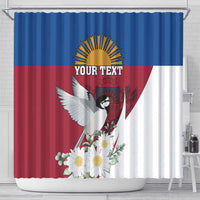 Personalized Latvia Shower Curtain White Wagtail Dievs Sveti Latviju