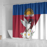 Personalized Latvia Shower Curtain White Wagtail Dievs Sveti Latviju
