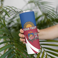 Personalized Latvia Skinny Tumbler White Wagtail Dievs Sveti Latviju