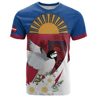 Personalized Latvia T Shirt White Wagtail Dievs Sveti Latviju