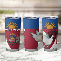 Personalized Latvia Tumbler Cup White Wagtail Dievs Sveti Latviju