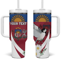 Personalized Latvia Tumbler With Handle White Wagtail Dievs Sveti Latviju