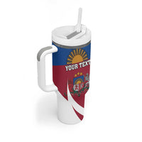 Personalized Latvia Tumbler With Handle White Wagtail Dievs Sveti Latviju