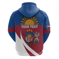 Personalized Latvia Zip Hoodie White Wagtail Dievs Sveti Latviju