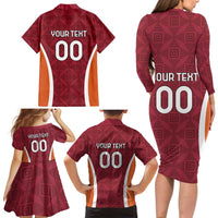 Custom Latvia Football Family Matching Long Sleeve Bodycon Dress and Hawaiian Shirt Latvijas Futbola Izlase