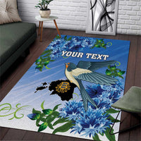 Personalized Estonia Area Rug Barn Swallow Cornflower Flower