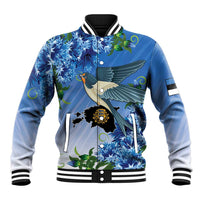 Personalized Estonia Baseball Jacket Barn Swallow Cornflower Flower
