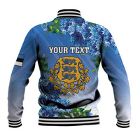 Personalized Estonia Baseball Jacket Barn Swallow Cornflower Flower