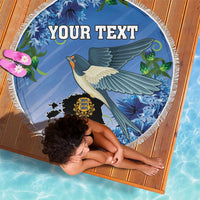 Personalized Estonia Beach Blanket Barn Swallow Cornflower Flower