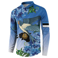 Personalized Estonia Button Sweatshirt Barn Swallow Cornflower Flower