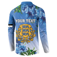 Personalized Estonia Button Sweatshirt Barn Swallow Cornflower Flower