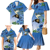 Personalized Estonia Family Matching Mermaid Dress and Hawaiian Shirt Barn Swallow Cornflower Flower