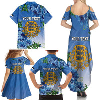 Personalized Estonia Family Matching Summer Maxi Dress and Hawaiian Shirt Barn Swallow Cornflower Flower