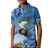 Personalized Estonia Kid Polo Shirt Barn Swallow Cornflower Flower