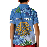 Personalized Estonia Kid Polo Shirt Barn Swallow Cornflower Flower