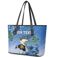 Personalized Estonia Leather Tote Bag Barn Swallow Cornflower Flower