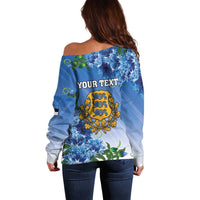 Personalized Estonia Off Shoulder Sweater Barn Swallow Cornflower Flower