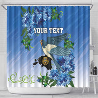Personalized Estonia Shower Curtain Barn Swallow Cornflower Flower
