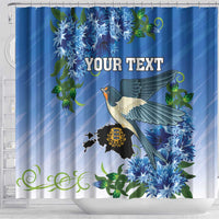 Personalized Estonia Shower Curtain Barn Swallow Cornflower Flower