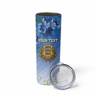 Personalized Estonia Skinny Tumbler Barn Swallow Cornflower Flower