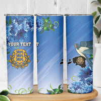 Personalized Estonia Skinny Tumbler Barn Swallow Cornflower Flower