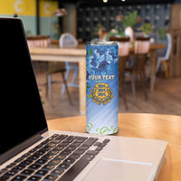 Personalized Estonia Skinny Tumbler Barn Swallow Cornflower Flower