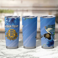 Personalized Estonia Tumbler Cup Barn Swallow Cornflower Flower
