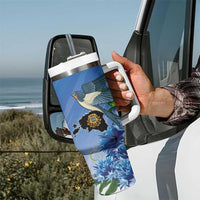 Personalized Estonia Tumbler With Handle Barn Swallow Cornflower Flower