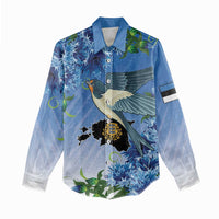 Personalized Estonia Women Casual Shirt Barn Swallow Cornflower Flower