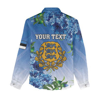 Personalized Estonia Women Casual Shirt Barn Swallow Cornflower Flower