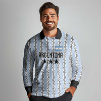 Custom Argentina Heritage Football Long Sleeve Polo Shirt La Albiceleste Glory Road to 2026