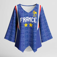 Custom France Football Kimono Sleeve Blouse Les Bleus Glory Road to 2026