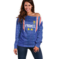 Custom France Football Off Shoulder Sweater Les Bleus Glory Road to 2026