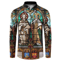 Happy Saints Cyril and Methodius Day Button Sweatshirt Christian Stained-Glass Window