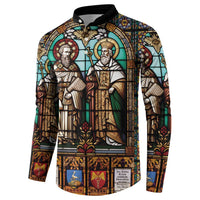 Happy Saints Cyril and Methodius Day Button Sweatshirt Christian Stained-Glass Window