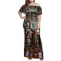 Happy Saints Cyril and Methodius Day Family Matching Off Shoulder Maxi Dress and Hawaiian Shirt Christian Stained-Glass Window