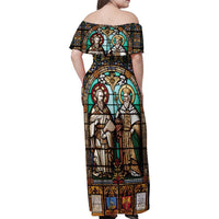 Happy Saints Cyril and Methodius Day Family Matching Off Shoulder Maxi Dress and Hawaiian Shirt Christian Stained-Glass Window