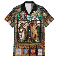 Happy Saints Cyril and Methodius Day Family Matching Off Shoulder Short Dress and Hawaiian Shirt Christian Stained-Glass Window