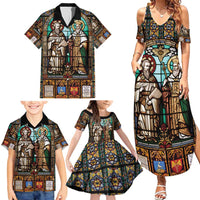 Happy Saints Cyril and Methodius Day Family Matching Summer Maxi Dress and Hawaiian Shirt Christian Stained-Glass Window