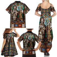 Happy Saints Cyril and Methodius Day Family Matching Summer Maxi Dress and Hawaiian Shirt Christian Stained-Glass Window