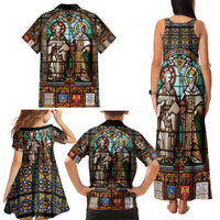 Happy Saints Cyril and Methodius Day Family Matching Tank Maxi Dress and Hawaiian Shirt Christian Stained-Glass Window