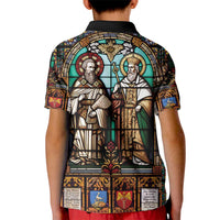 Happy Saints Cyril and Methodius Day Kid Polo Shirt Christian Stained-Glass Window