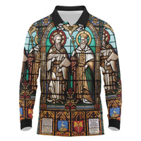 Happy Saints Cyril and Methodius Day Long Sleeve Polo Shirt Christian Stained-Glass Window
