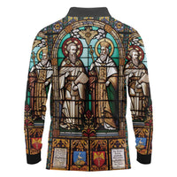 Happy Saints Cyril and Methodius Day Long Sleeve Polo Shirt Christian Stained-Glass Window