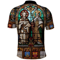 Happy Saints Cyril and Methodius Day Polo Shirt Christian Stained-Glass Window